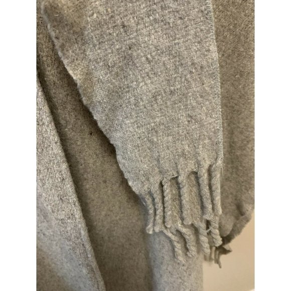 Brown Wool Cape, Attached Scarf, Fringe, 2 Buttons Vintage Unbranded - Picture 4 of 9